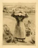 Camille Pissarro, Récolte de pommes de terre, 1886, Etching, reworked with aquatint