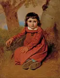Wolfgang Adam Toepffer, Bildnis eines kleinen Mädchens, Circa 1835, Oil on cardboard