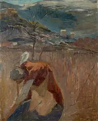 Otto Vautier d.Ä., Feldarbeit in Savièse, Circa 1910, Oil on canvas