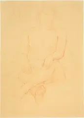 Charles Despiau, Femme nue assise, Around 1920, Reddish drawing
