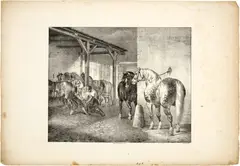 Théodore Géricault, Hangar de Maréchal-Ferrant, 1823, Lithograph