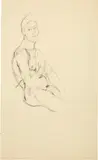 Anton Kolig, Sitzender Männerakt, Around 1925, Pencil drawing