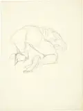 Anton Kolig, Nach vorne gebeugter, kniender Männerakt, Around 1941, Pencil drawing