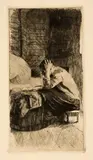 Käthe Kollwitz, Frau an der Wiege, 1897, Etching, drypoint and emery