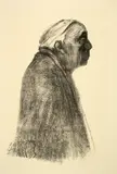 Selbstbildnis im Profil nach rechts by Käthe Kollwitz, Wohl 1938, Kreidelithographie (Umdruck), offered Sep 2021
