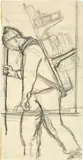 Carl August Liner, Appenzeller Senn, Around 1910, Pencil drawing