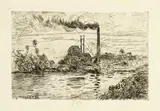 Camille Pissarro, Fabrique à Pontoise, 1874, Etching