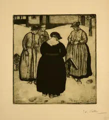 Edouard Vallet, Autour d'une tombe, 1909, Etching, aquatint and drypoint