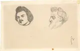 Félix Vallotton, Honoré de Balzac et William Morris, Around 1895, Pencil drawing