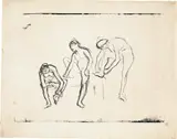Edgar Degas, Les trois danseuses nues mettant leurs chaussons - Three Nude Dancers at Rest