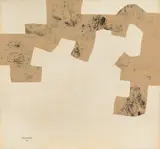 Eduardo Chillida, Collage brun, 1972, Charcoal on collage, mounted on masonite