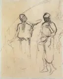 Paul Gauguin, Mangeurs de melons - Martiniquaise portant une coupe - Garçon de la Martinique, 1887, Drawing in black chalk