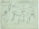 Paul Gauguin, L'Atelier du sabotier, 1888, Pencil drawing