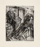 Ernst Ludwig Kirchner, Die Siesta - Botho Graef und Hugo Biallowons, 1914, Line etching and aquatint on heavy copperplate paper
