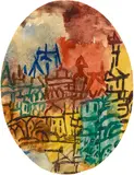 Paul Klee, Villen zu verkaufen, 1914 - work number 1914.22, Watercolour over light pencil drawing