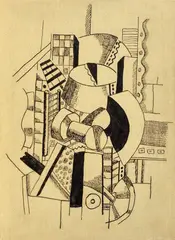 Fernand LÃ©ger, Composition aux Ã©lÃ©ments mÃ©caniques, 1917-1918, Ink drawing