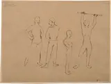 Pablo Picasso, Groupe de quatre Saltimbanques, Paris 1905, Pen and ink drawing