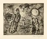 Marc Chagall, Le Violoncelliste du village, 1967, Drypoint and aquatint