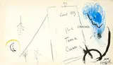 Marc Chagall, Peintre au profil bleu pour Tania Cramer, Vence, 1959, Ink and pastel drawing
