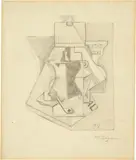 Jean Metzinger, Nature morte à la guitare et à la pipe, 1915, Black charcoal