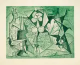 Pablo Picasso, Les Pipeaux, 1946, Etching, engraving and scraper, printed in green