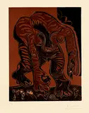 Femme nue cueillant des fleurs by Pablo Picasso, Mougins, 20 April 1962, Colour linocut, offered Sep 2020