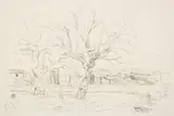 Hans Purrmann, Landschaft bei Siena, 1938, Pencil drawing