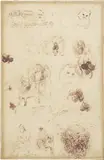 Odilon Redon, Feuille de croquis, Pen and violet ink, slightly faded