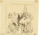 Walter Kurt Wiemken, Landschaft mit Zwerg, c. 1931, Ink drawing