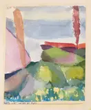 Paul Klee, Seeufer bei Regen, 1913 - Werknummer 1913.116, Aquarell auf italienischem Ingres, auf Unterlagekarton aufgezogen