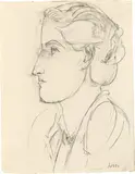 Henri Matisse, Tête de jeune femme, de profil, tournée à gauche, Nizza 1937, Bleistiftzeichnung, teilweise leicht gewischt