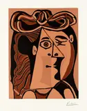 Tête de femme au chapeau by Pablo Picasso, 15. Februar - 1. März 1962, Farbiger Linolschnitt, offered Jun 2019