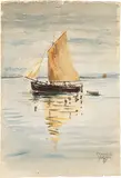 Egon Schiele, Segelschiff mit Spiegelungen