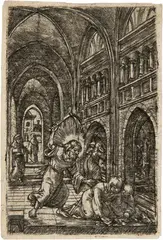 Albrecht Altdorfer, Christus vertreibt die Wechsler, um 1519, Kupferstich