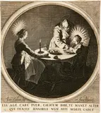Jacques Callot, Le Bénédicité - La Sainte Famille à table, um 1628, Kupferstich