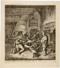 Cornelis Dusart, Der Violinspieler in der Kneipe, 1685, Radierung, mit der Roulette überarbeitet