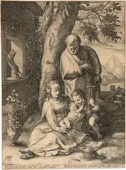 Hendrik Goltzius, Die Hl. Familie mit Johannes dem Täufer, 1593, Kupferstich