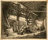 Adriaen van Ostade, Die Scheune, 1647, Radierung