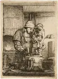 Der Goldschmied by Rembrandt Harmensz van Rijn, 1655, Radierung, mit der kalten Nadel überarbeitet, offered Jun 2019