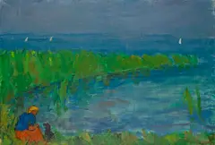 Paul Basilius Barth, Schilfufer am Bodensee, 1947, Öl auf Leinwand
