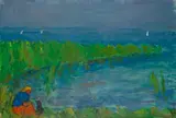 Paul Basilius Barth, Schilfufer am Bodensee, 1947, Öl auf Leinwand