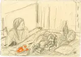 Pierre Bonnard, Femme dans un intérieur, Aquarell über Vorzeichnung in Kohle
