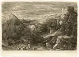 Rodolphe Bresdin, Baigneuses dans la montagne, 1865, Radierung