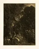 Rodolphe Bresdin, La Sainte Famille aux cerfs, 1878, Radierung, auf Stein übertragen