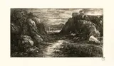 Rodolphe Bresdin, La Cité lointaine, 1880, Radierung, auf Stein übertragen