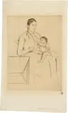 Mary Cassatt, Nursing, Um 1891, Kaltnadel