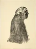 Selbstbildnis im Profil nach rechts by Käthe Kollwitz, Wohl 1938, Kreidelithographie (Umdruck), offered Jun 2019