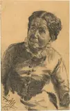 Adolph von Menzel, Brustbild einer Dame, leicht nach links gewendet