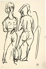 Albert Müller, Zwei weibliche Akte, 1926, Kohlezeichnung