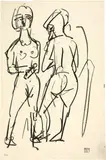 Albert Müller, Zwei weibliche Akte, 1926, Kohlezeichnung